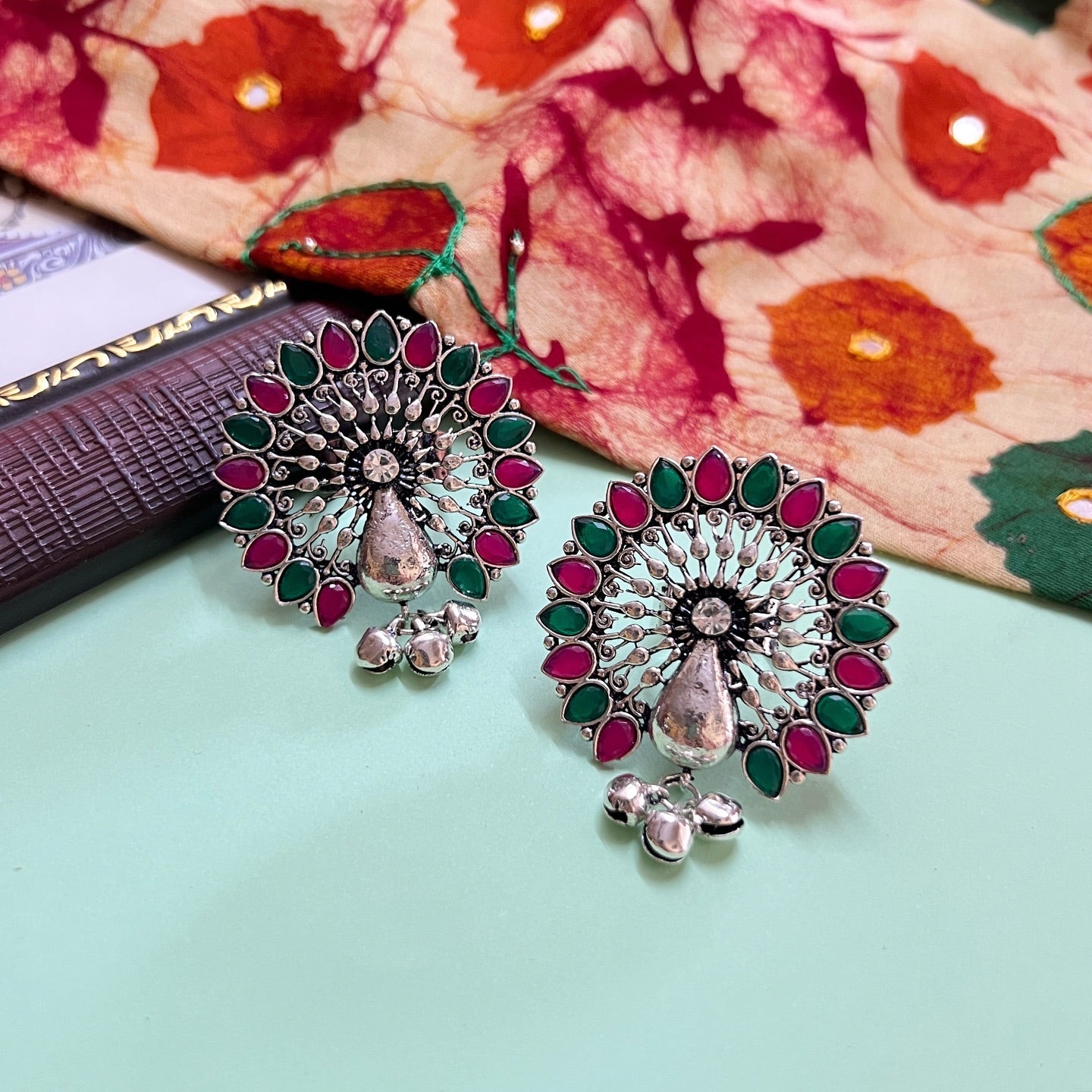 Oxidised Peacock Ghungroo Ring