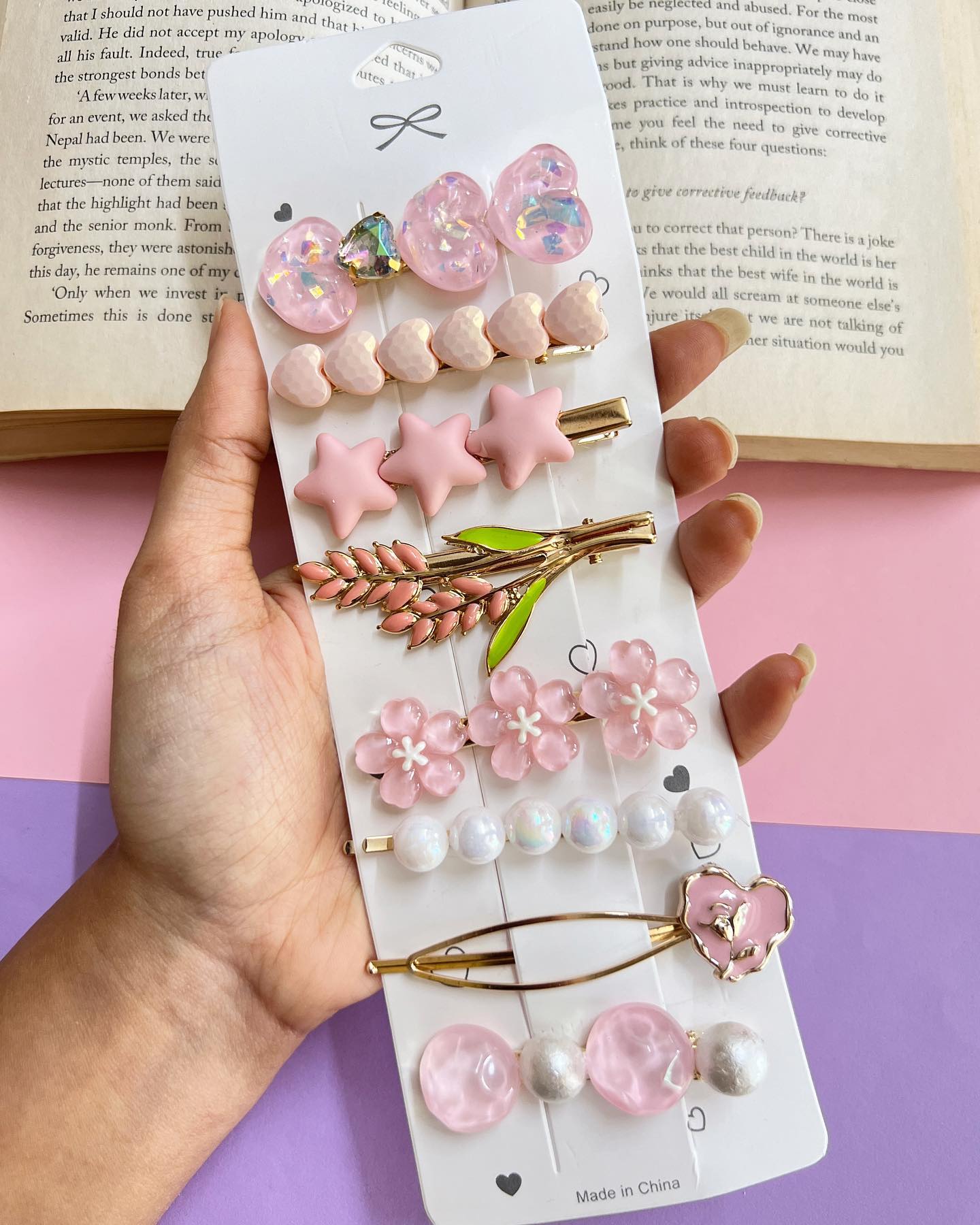 All Pink Hairclips Card