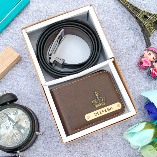 Personalized Premium Leather Wallet + Belt Useful Combo for Him