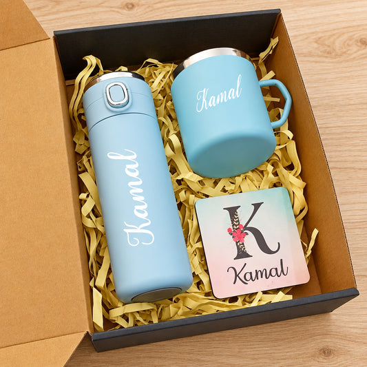 Personalized Flask, Cup & Magnet Combo Set