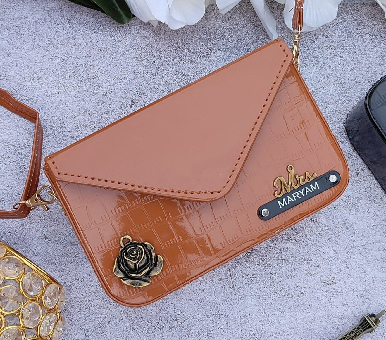 Personalized Croc Leather Sling Bag For Women