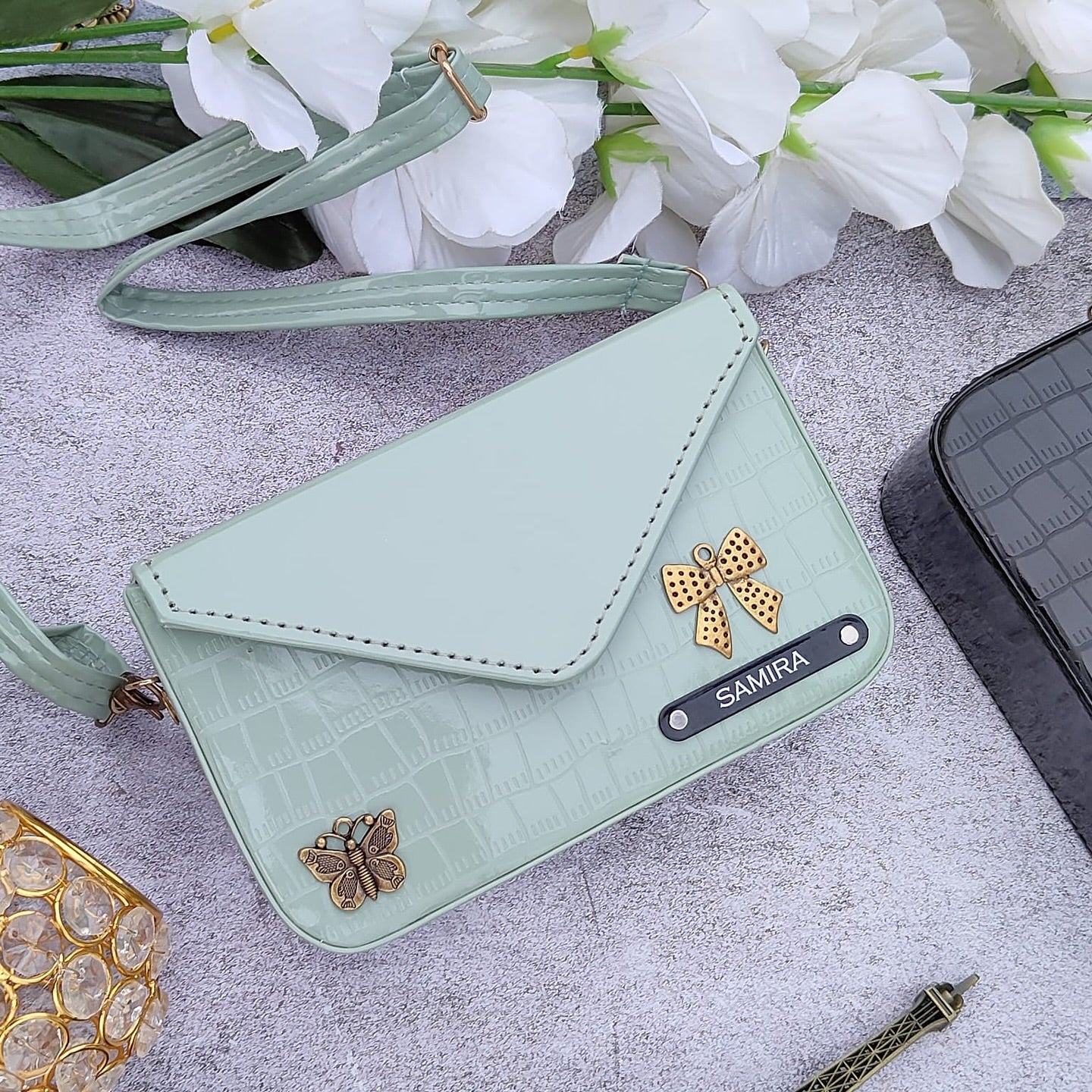Personalized Croc Leather Sling Bag For Women