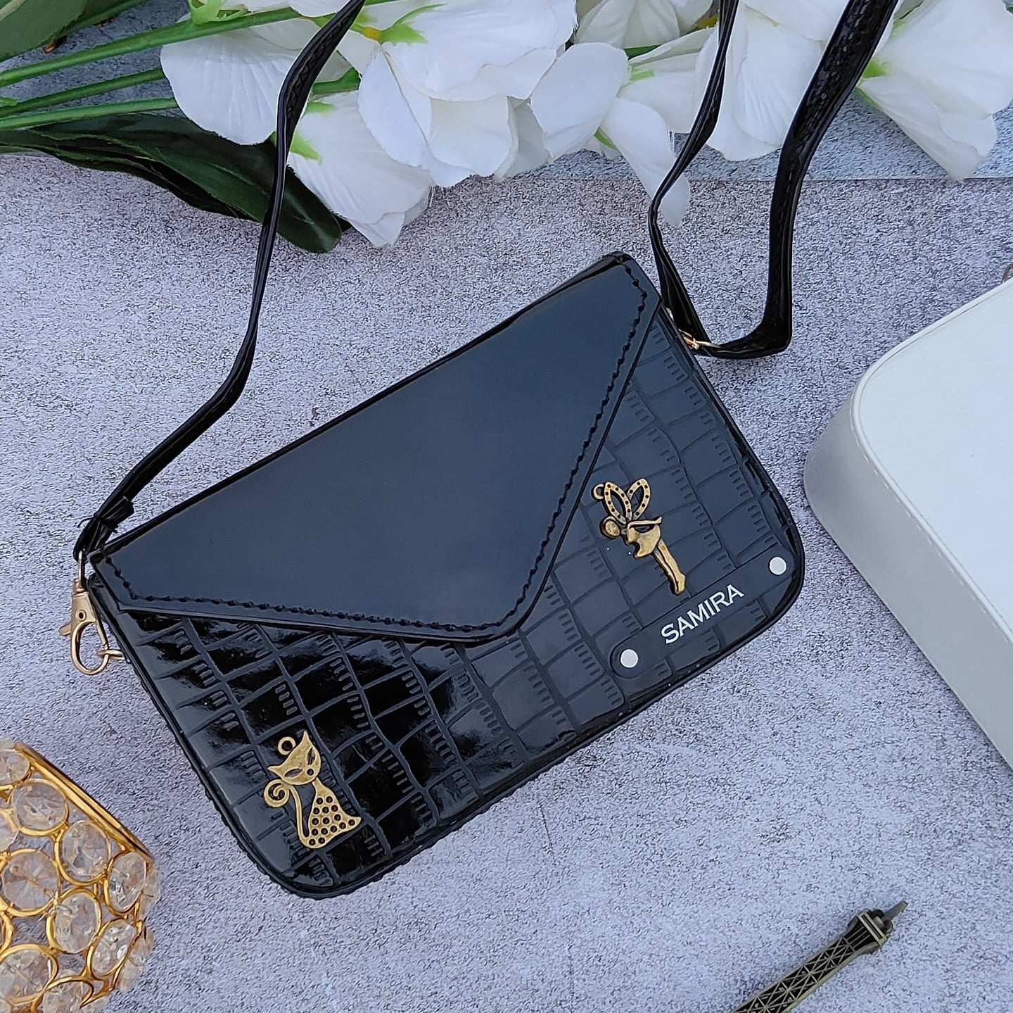 Personalized Croc Leather Sling Bag For Women