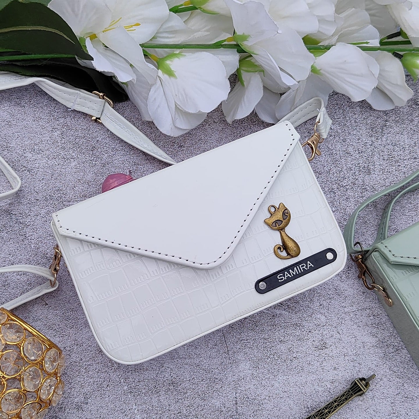 Personalized Croc Leather Sling Bag For Women