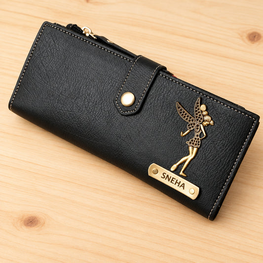 Personalized Premium Quality Leather Fold Button Lock Women's Wallet