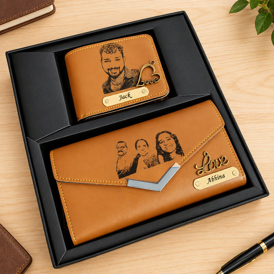 Menβs Sketch Wallet & Women's 3 Fold Sketch Wallet Combo
