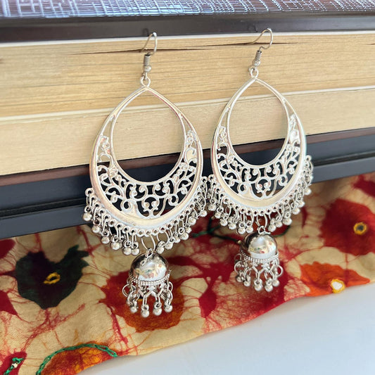 Beautiful Silver Long Hanging Jhumkas