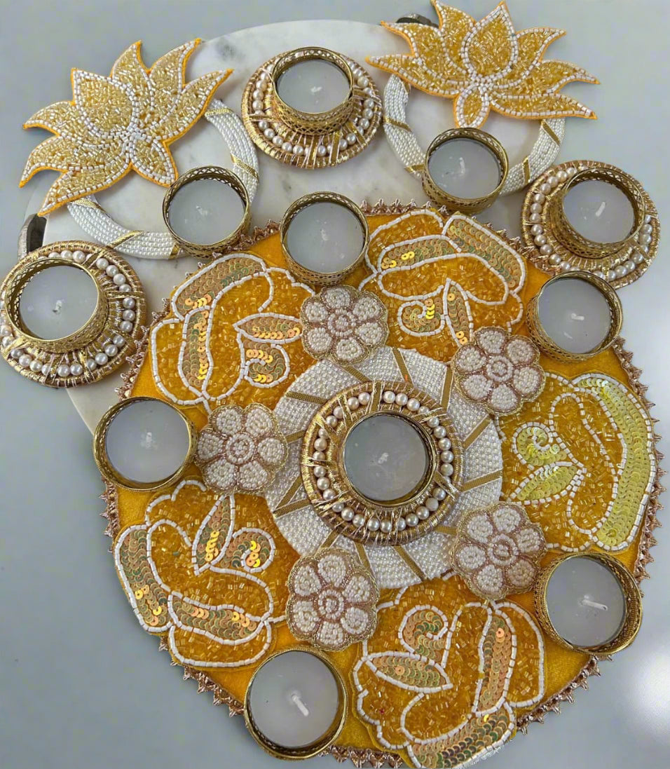 Beaded Floral Rangoli Set | Premium Festive Edition
