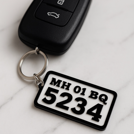Acrylic Customised Number Plate Keychain