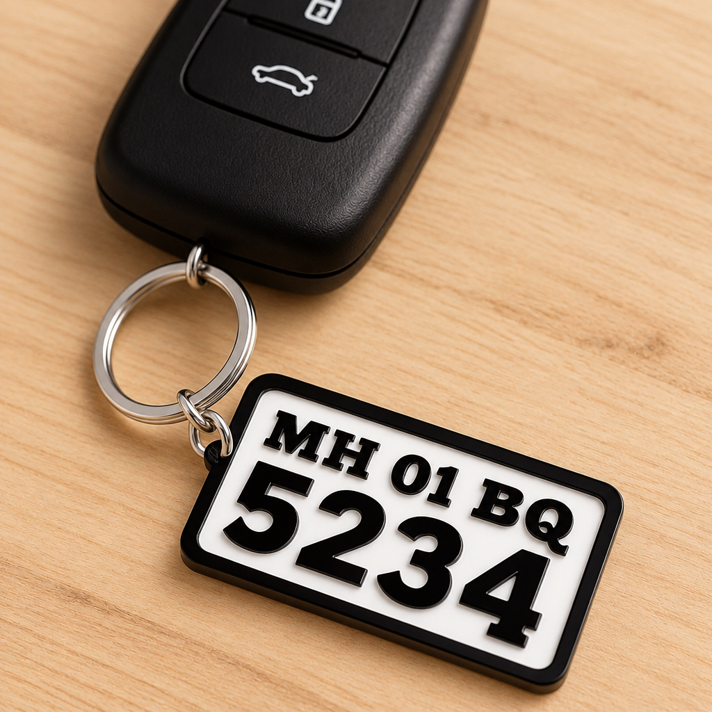 Acrylic Customised Number Plate Keychain