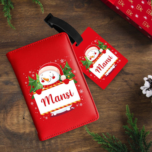 Christmas Theme Personalized Passport & Bag Tag Combo