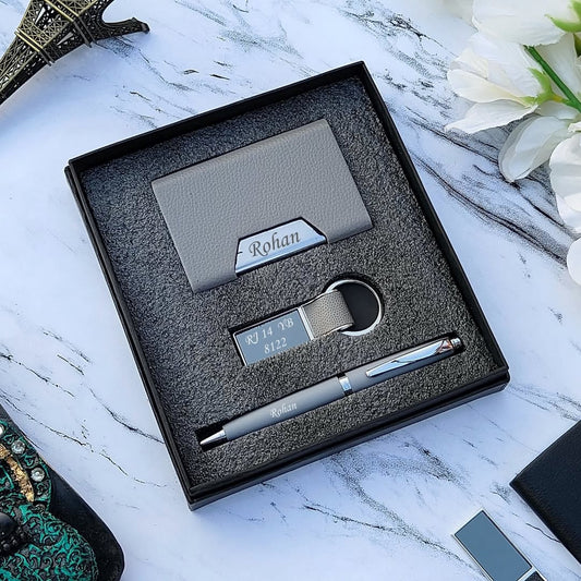 Personalized Card Holder Case, Pen and Keychain Combo