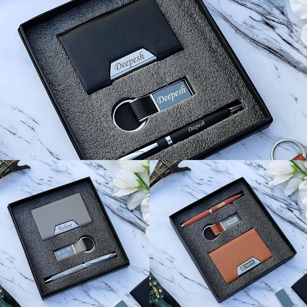 Personalized Card Holder Case, Pen and Keychain Combo