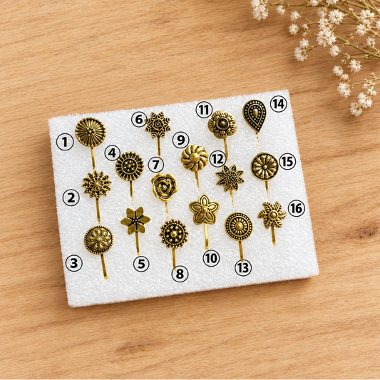 Adjustable Golden Oxidised Nosepins