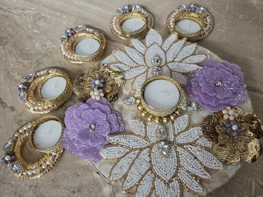 Mother Of Pearl Lotus Rangoli | Premium Festive Edition