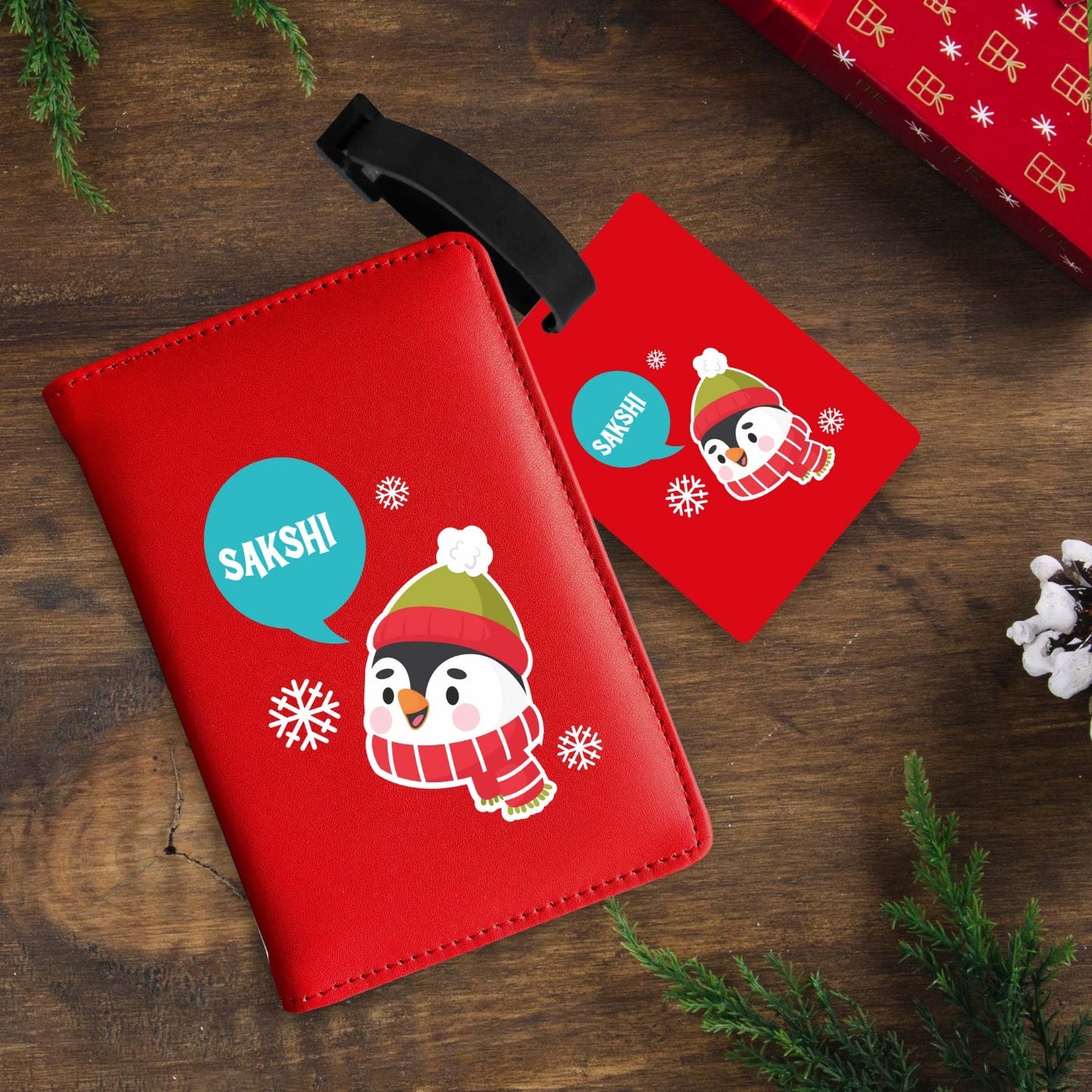Christmas Theme Personalized Passport & Bag Tag Combo