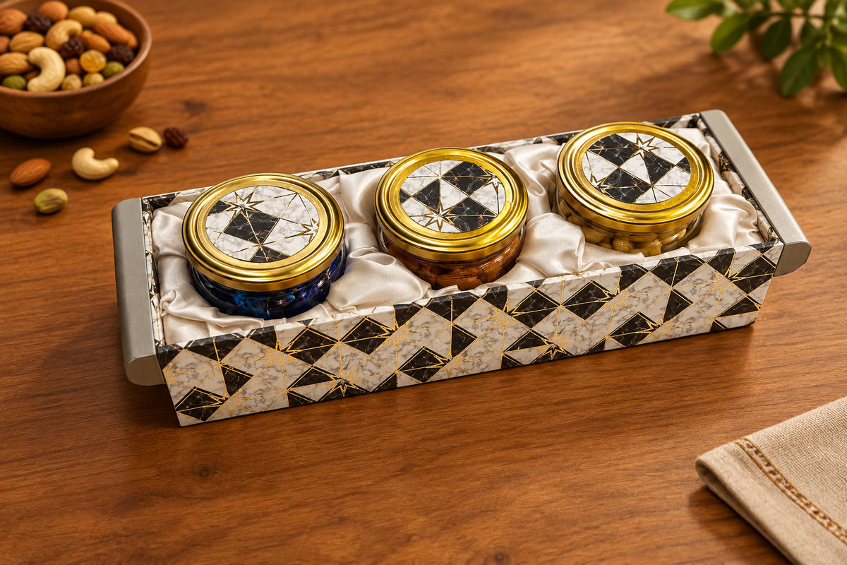Set of 3 Dry Fruit Jar Tray