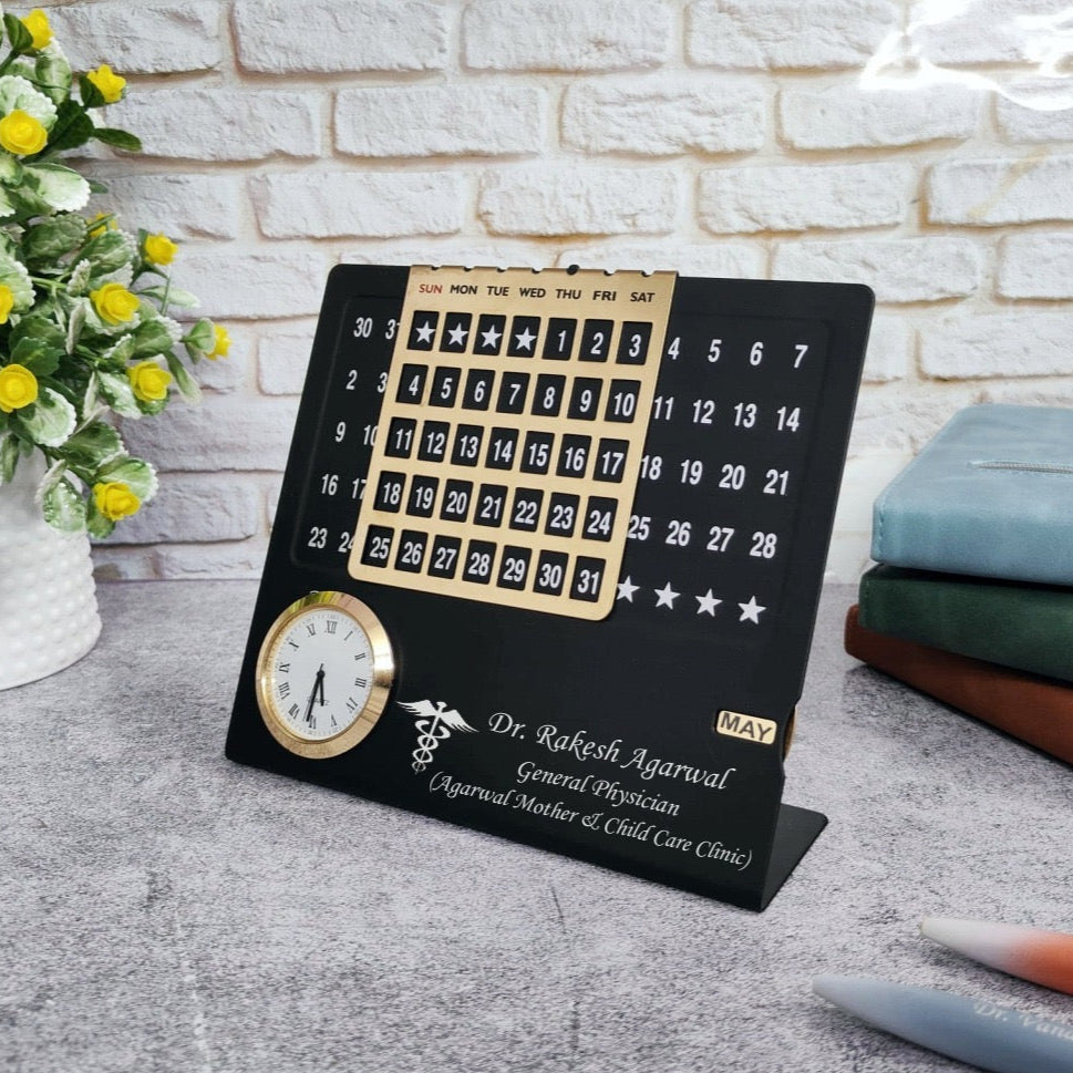 High Quality Stainless Steel Lifetime Calendar With Clock