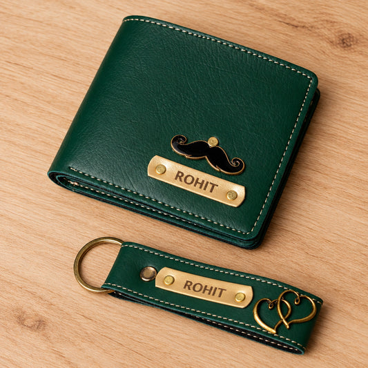 Premium Leather Wallet & Keychain Combo