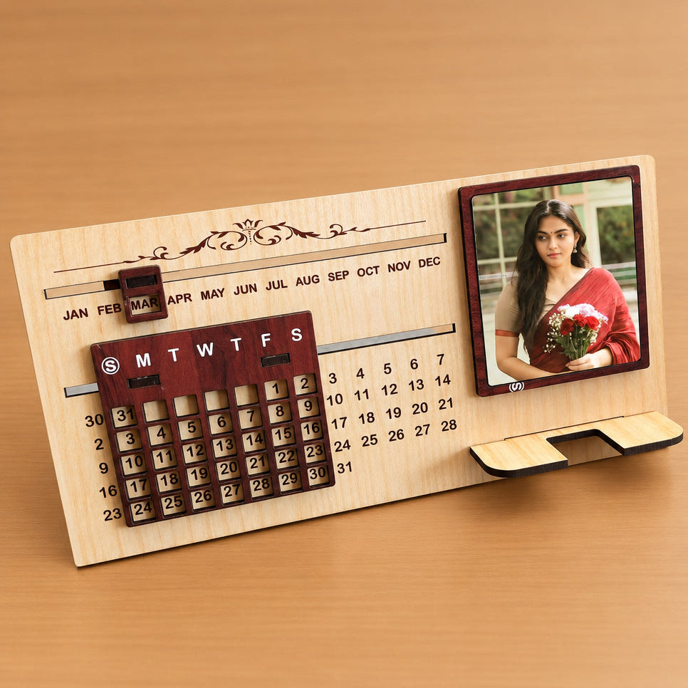 MDF Infinity Calendar cum Mobile Stand – Photo Personalised