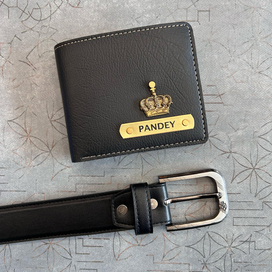 Personalized Premium Leather Wallet + Belt Useful Combo for Him
