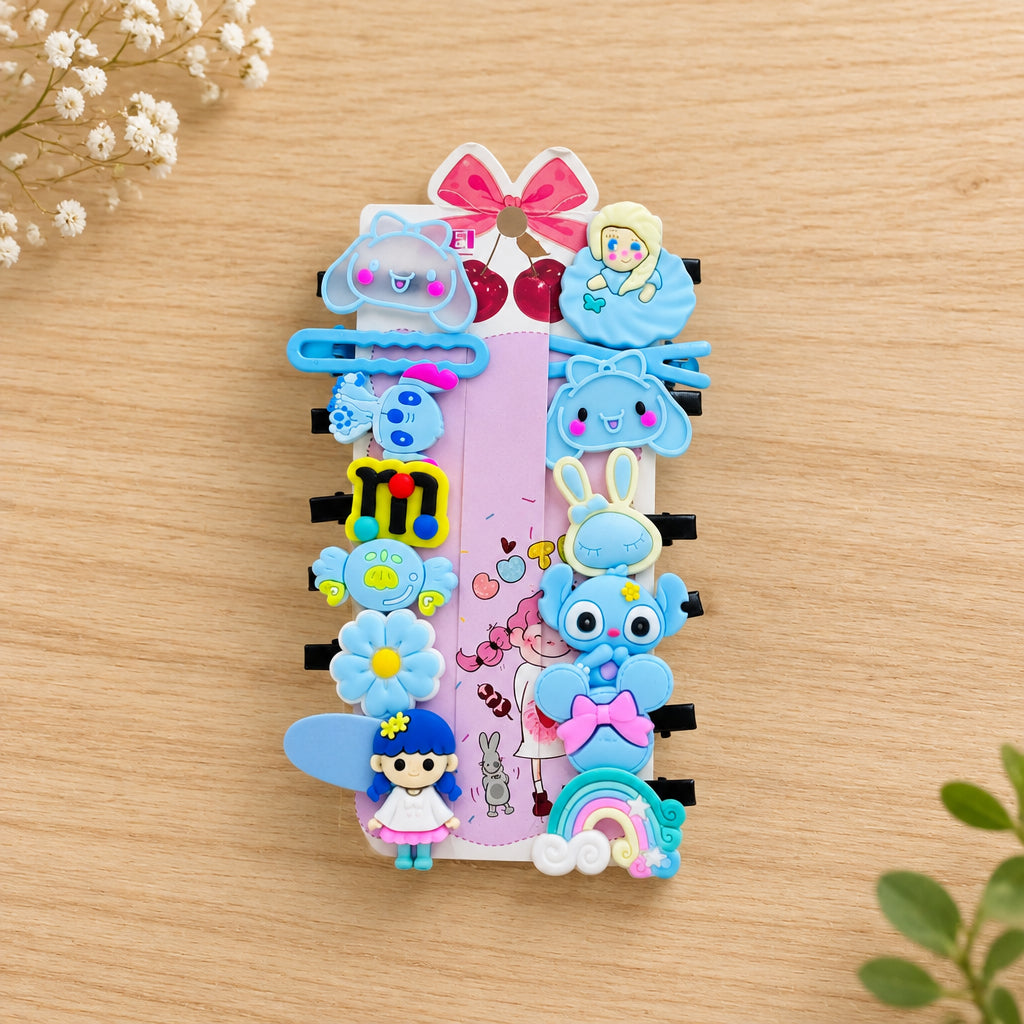 All Blue Hairclips Card