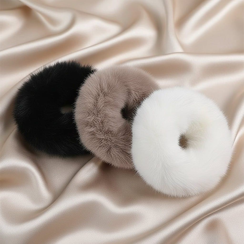 Set of 3 Mini Fur Scrunchies (Random Colors)