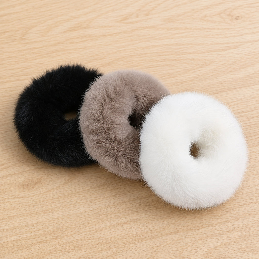 Set of 3 Mini Fur Scrunchies (Random Colors)
