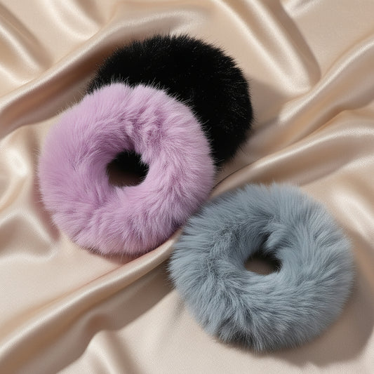 Set of 3 Mini Fur Scrunchies (Random Colors)