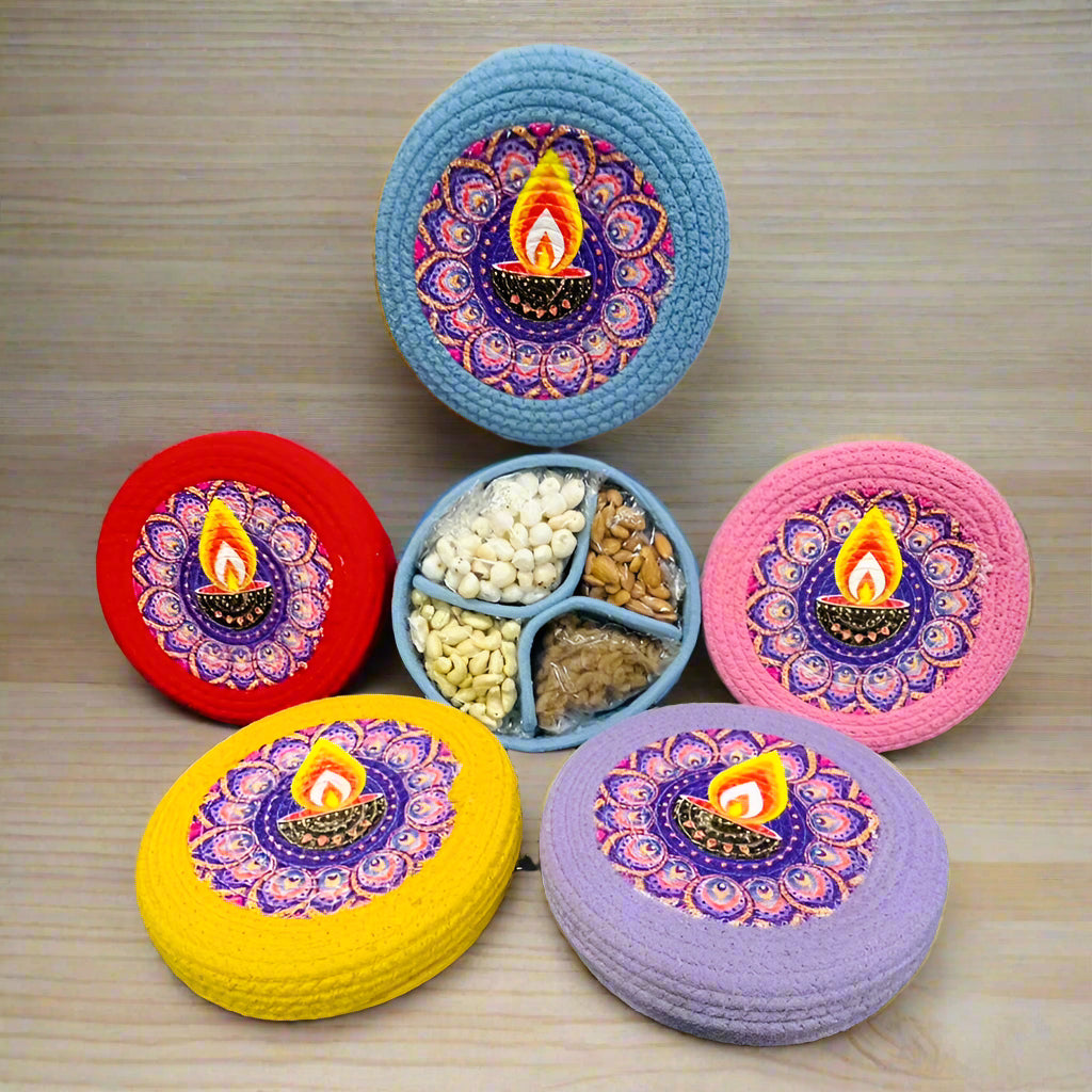 Premium Jute Cotton Dry Fruits Organizer | Festive Edition