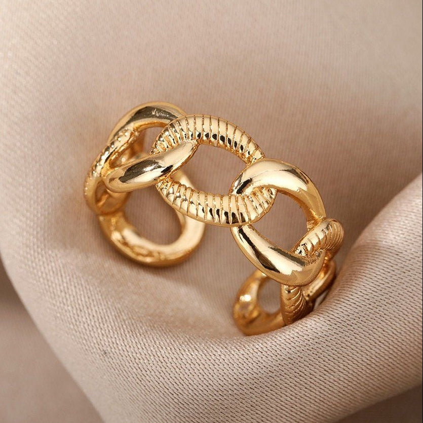 Linked Luxe Adjustable Anti-Tarnish Statement Ring