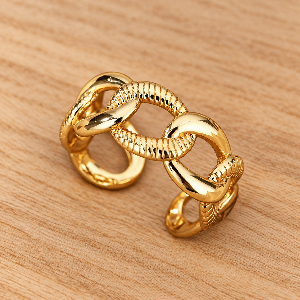 Linked Luxe Adjustable Anti-Tarnish Statement Ring