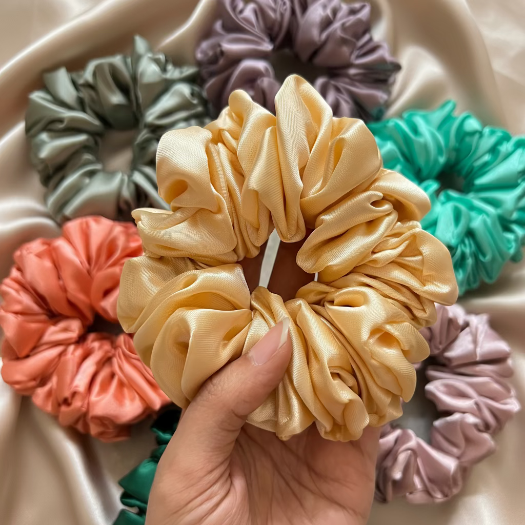 Fluffy Satin Scrunchies
