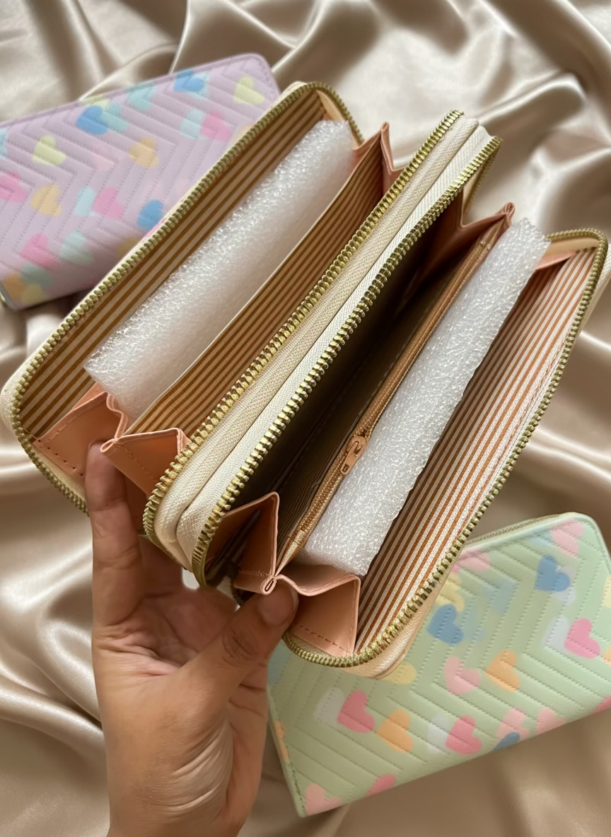 Double Compartment Heart Wallets