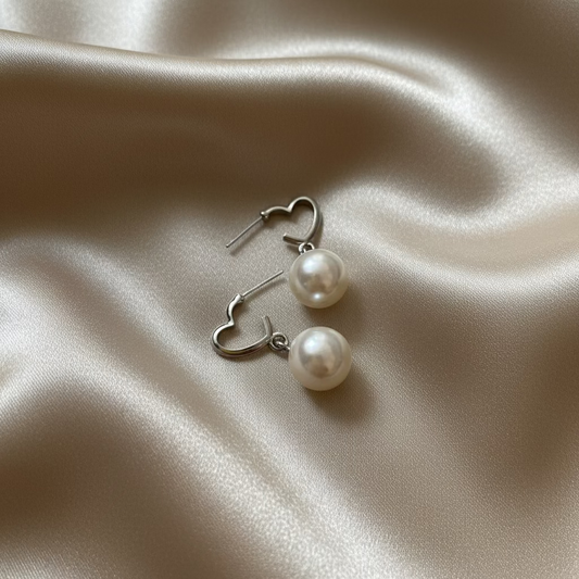 Pearl Heart Earrings