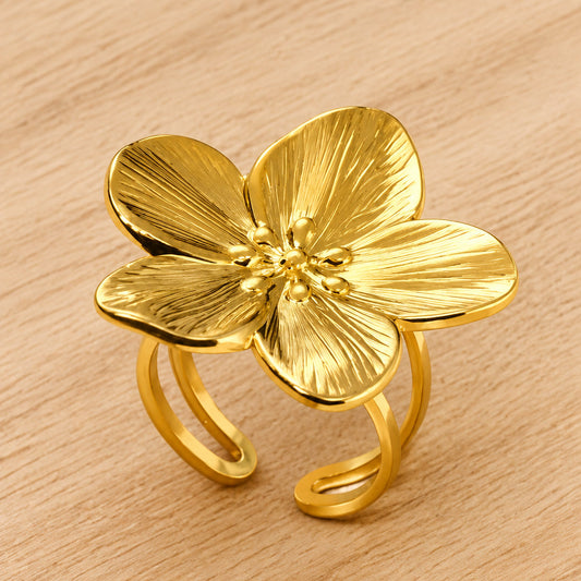 Flower Ring for Women β Elegant Anti-Tarnish Adjustable Ring