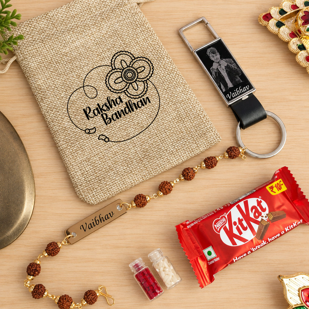 Personalized Eco-Friendly Jute Bag Rakhi Combo