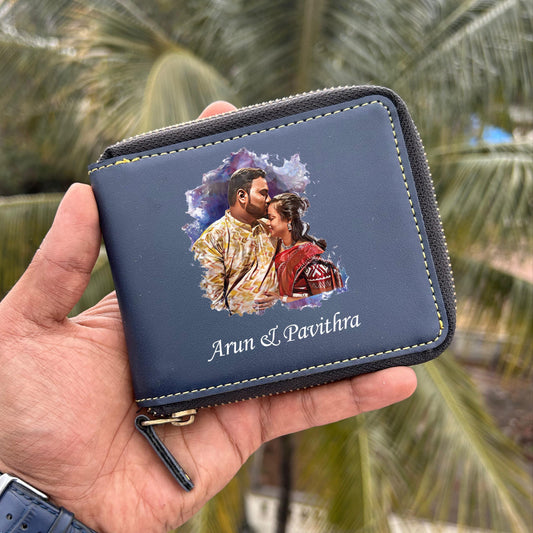 Personalized Artistic Photo Printed Unisex Zip Wallet
