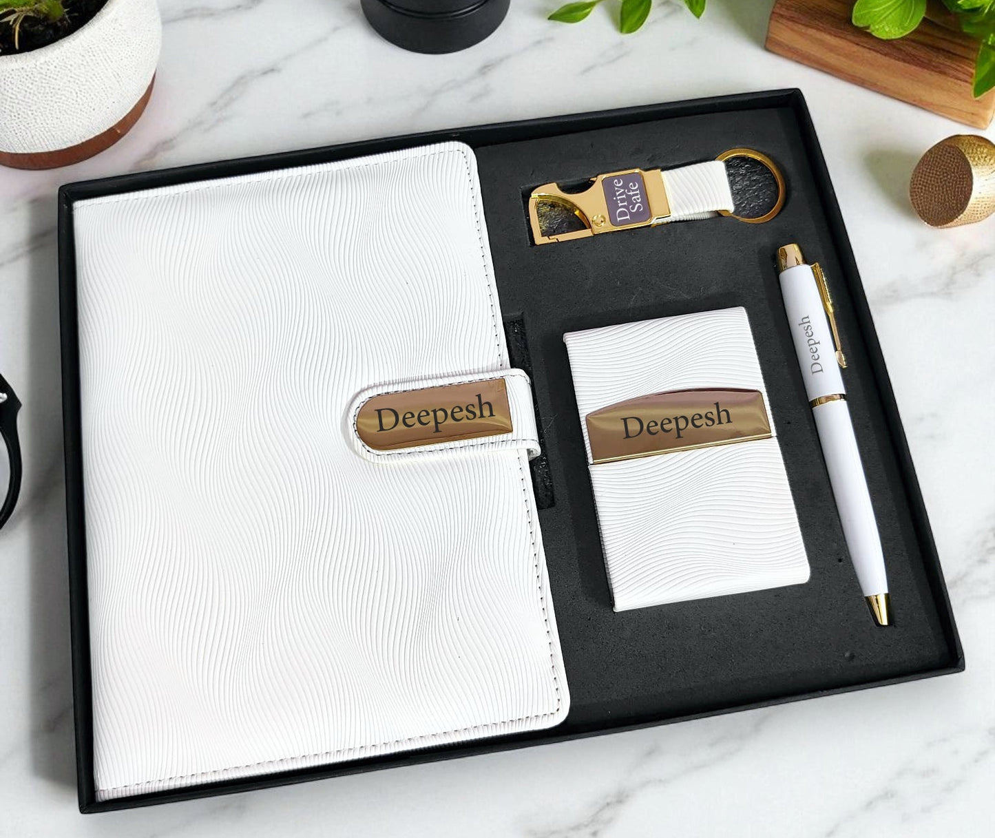 Personalized Premium 4-in-1 Gift Set (Diary, Pen, Keychain, Card Holder)