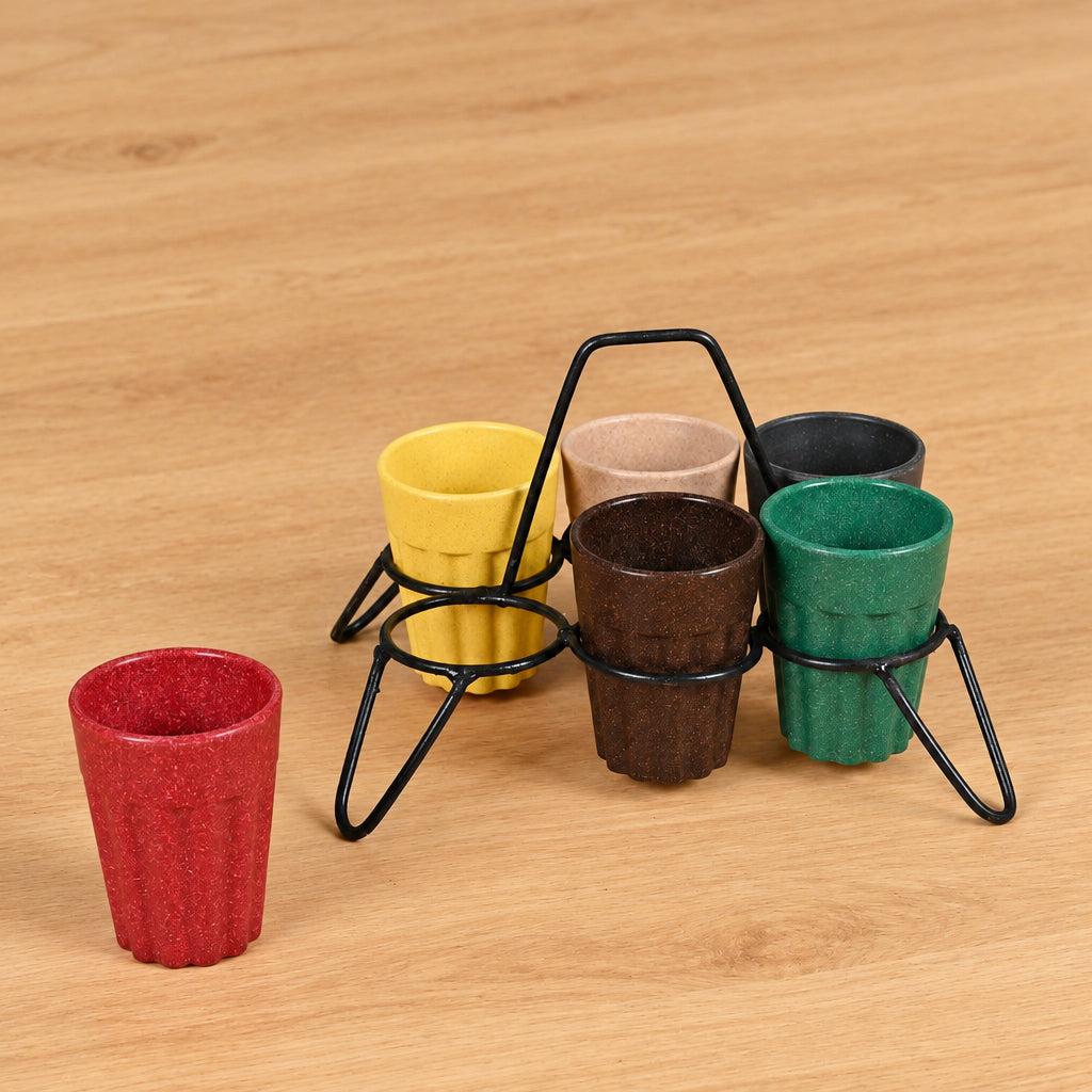 Eco-Friendly Cutting Chai Cups (Husk Made) – Assorted Colors