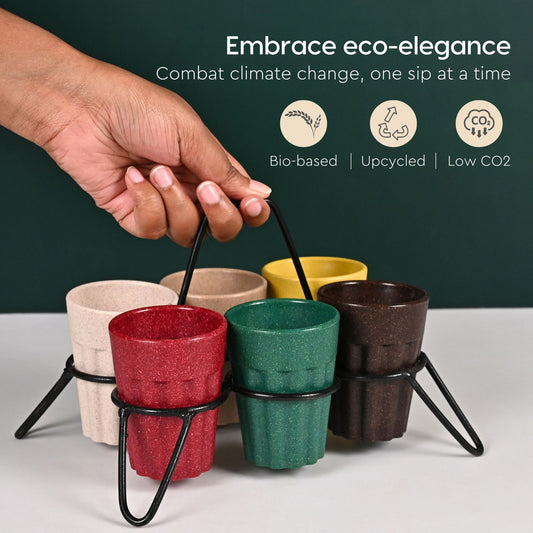 Eco-Friendly Cutting Chai Cups (Husk Made) – Assorted Colors