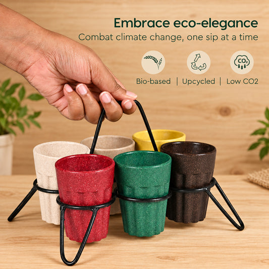 Eco-Friendly Cutting Chai Cups (Husk Made) – Assorted Colors