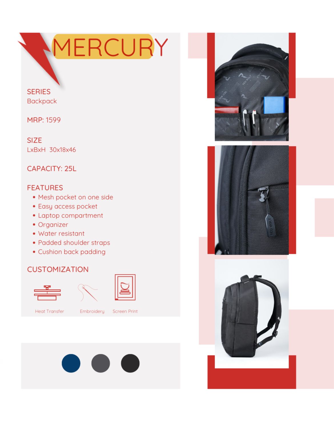 Personalized Mercury Backpack – Laptop Bag