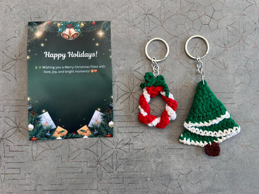 Christmas Special Handmade Crochet Keychain Set (Pack of 2)