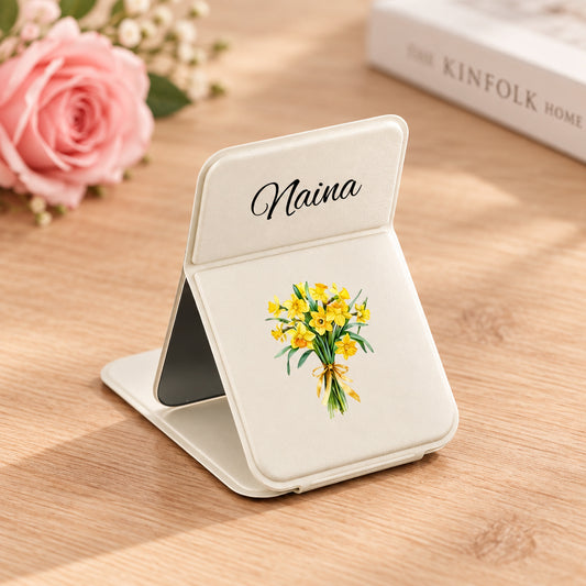 Personalized Leather Pocket Makeup Mirror