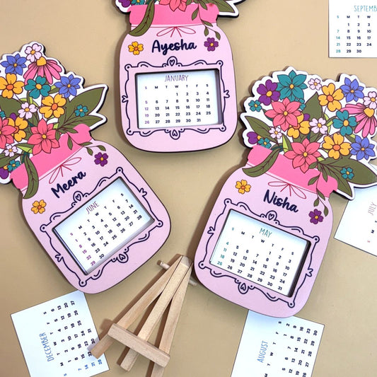 Personalized MDF Desk Calendar with Wooden Stand