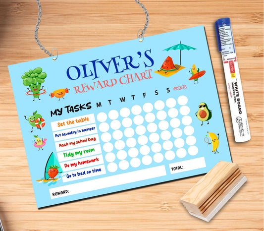 Personalized Kids Reward Chart with Marker & Duster Combo