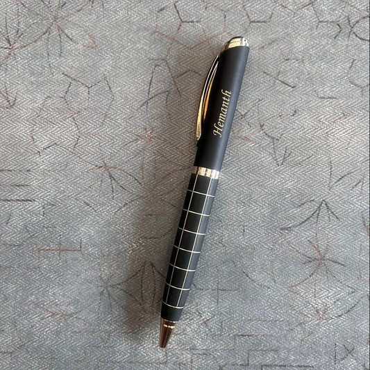 Personalized Gold Checkered Ball Pen