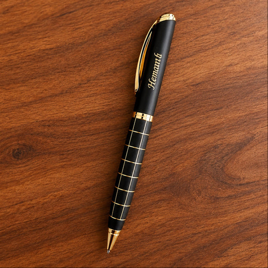 Personalized Gold Checkered Ball Pen