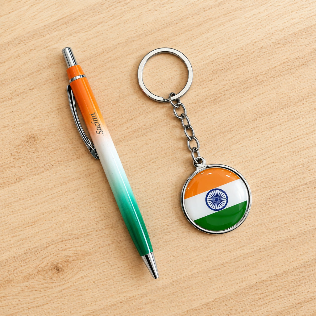 Personalized Tiranga Pen & Keychain Set